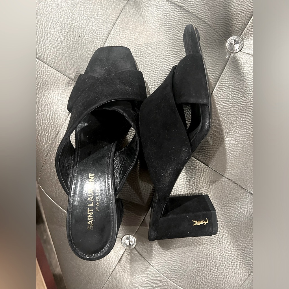 Authentic ysl block heel pumps